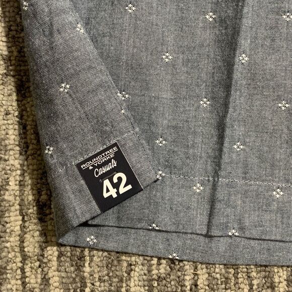 New Roundtree & Yorke Casuals Men's Shorts 42 Blue Flat Front Pattern 9” Inseam - Picture 5 of 7